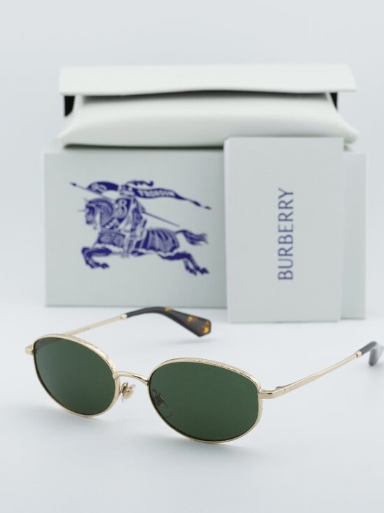 Burberry BE3169 110971 Oval Sunglasses - Gold/Green